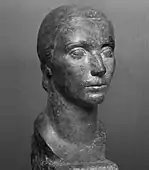 Eva la Cour Portrætbuste, belgisk granit, 1934-36, Ny Carlsberg Glyptotek.