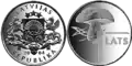 Den første mønt præget i 2004 af Rahapaja Oy i Finland viser: En svamp. Mønten er designet af Gunars Sietiņš ( det grafiske design), Jānis Strupulis (plastformen).