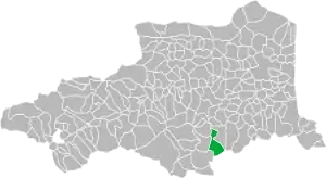 Kommunens beliggenhed i departementet.