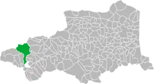 Kommunens beliggenhed i departementet.