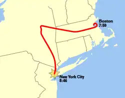 Flyverute fra Boston til New York City