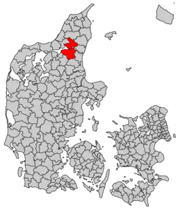 Placeringen af kommunen i Nordjyllands Amt.