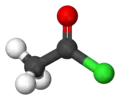 Kugle-og-pind-model af acetylklorid