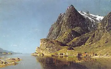 Fjordlandskab med båd