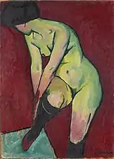 Nøgenmodel med strømpebånd, 1909