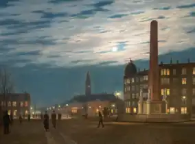 Aftenstemning på Vesterbrogade med Frihedsstøtten, 1901