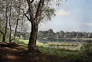 Skovparti med en sø, tidlig sommer, 1912