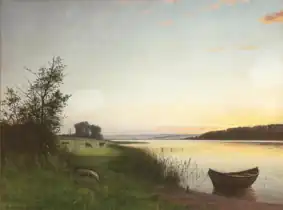 Skumringsstemning over dansk sommerlandskab, 1928