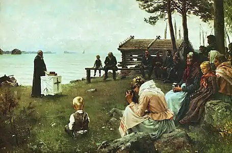 Gudstjeneste i den nylandske skærgård, 1881