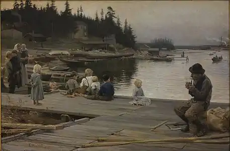 Sommeraften ved Hammars bådeværft, Borgå, 1885