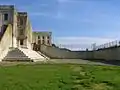 En del af baseball-banen i gården på Alcatraz