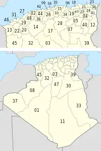 Kort over Algeriets provinser