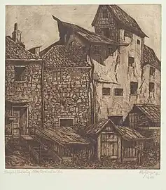 Fra Braunau am Inn, radering, 1934(Altes Braunau am Inn)