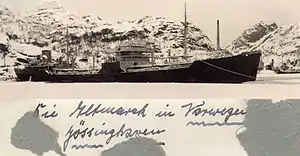 Skib Altmark i begyndelsen af 1940 Jøssingfjord, Norge