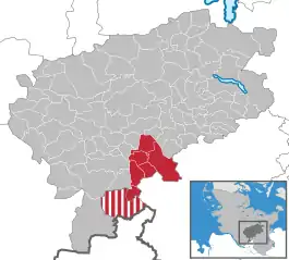 Lage des Amtes Itzstedt im Kreis Segeberg (Gemeinde Tangstedt im Kreis Stormarn schraffiert)