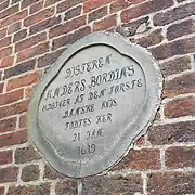 Tavle på det gamle rådhus i Ribe