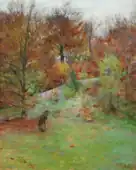 Efterårslandskab med en brændesamlerske