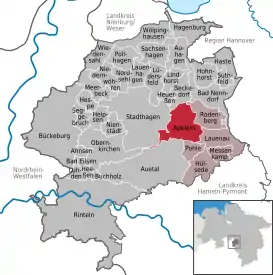 Lage der Gemeinde Apelern im Landkreis Schaumburg (anklickbare Karte)