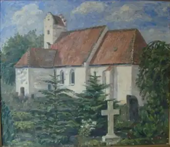 Kirke med kirkegård, 1924