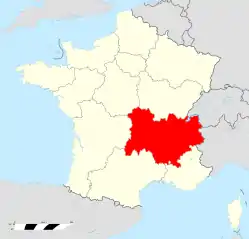 Auvergne-Rhône-Alpes beliggenhed i Frankrig