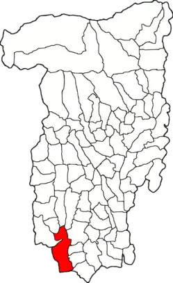 Kommunens beliggenhed i distriktet Vâlcea