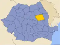 Administrative map of Rumænien  with Bacău highlighted