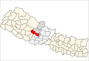 Baglung District i Dhawalagiri Zone (grå) i Western Development Region (grå + lysegrå)