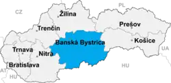 Regionen Banská Bystricas placering i Slovakiet
