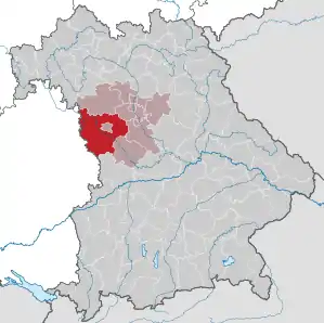 Beliggenheden af Landkreis Ansbach i Bayern (klikbart kort)