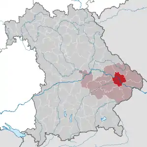 Beliggenheden af Landkreis Deggendorf i Bayern (klikbart kort)