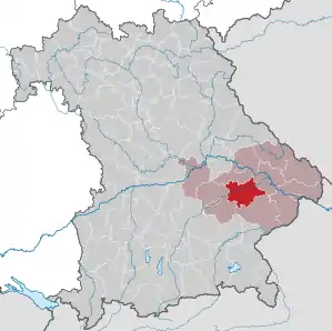 Beliggenheden af Landkreis Dingolfing-Landau i Bayern (klikbart kort)