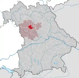 Beliggenheden af Landkreis Fürth i Bayern (klikbart kort)