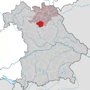 Beliggenheden af Landkreis Forchheim i Bayern (klikbart kort)