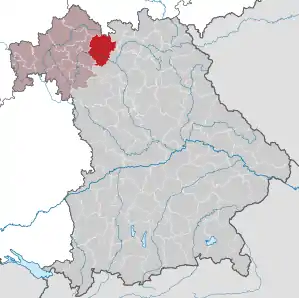 Beliggenheden af Landkreis Haßberge i Bayern (klikbart kort)