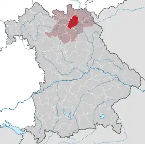 Beliggenheden af Landkreis Kulmbach i Bayern (klikbart kort)