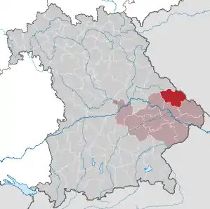 Beliggenheden af Landkreis Regen i Bayern (klikbart kort)
