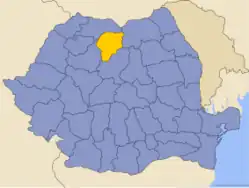 Administrative map of Rumænien  with Bistrița-Năsăud highlighted