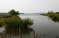 Brabrand Sø set fra østenden, hvor den løber ud i Aarhus Å.