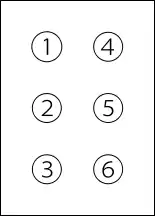 Et brailletegns grundform på seks punkter i to lodrette rækker