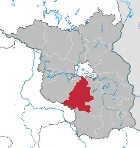 Lage des Landkreis Teltow-Fläming in Brandenburg (anklickbare Karte)