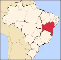 Beliggenhed af Bahia delstat