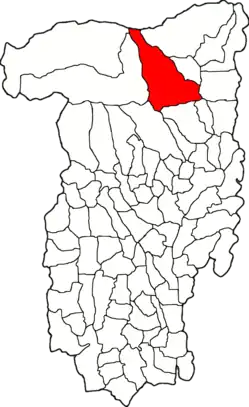 Kommunens beliggenhed i distriktet Vâlcea