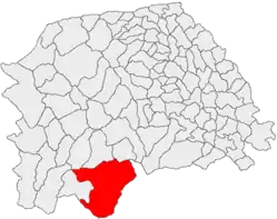 Kommunens beliggenhed i distriktet Suceava