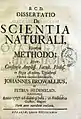 De scientia naturali, eiusque methodo, 1737