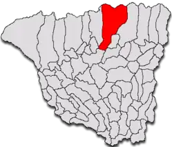 Kommunens beliggenhed i distriktet Gorj