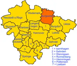 Burgwedels beliggenhed i Region Hannover