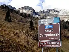 Vejskilt - Passo Campolongo