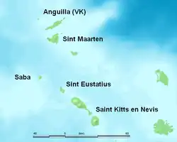 Location af Saba en Sint Eustatius