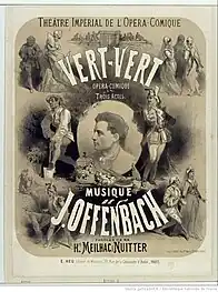 Plakat til Vert-Vert, komisk opera af Jacques Offenbach, 1869