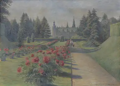 Udsigt til Frederiksborg Slot fra Slotshaven, 1910